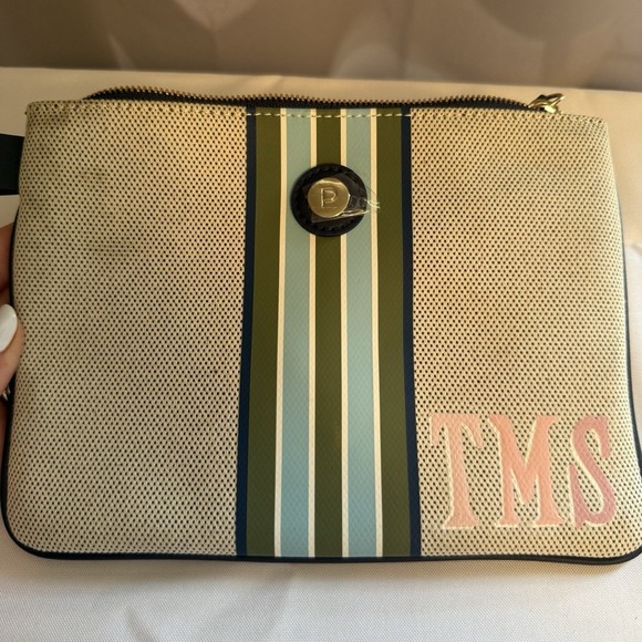 PARAVEL Small Cabana Zip Pouch Paloma Tan TMS Monogram Wallet Travel - Picture 1 of 10